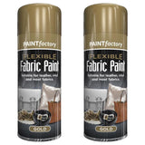 2X Paint Factory Gold Flexible Fabric & Vinyl Spray Paint 200ml Spray Paint
