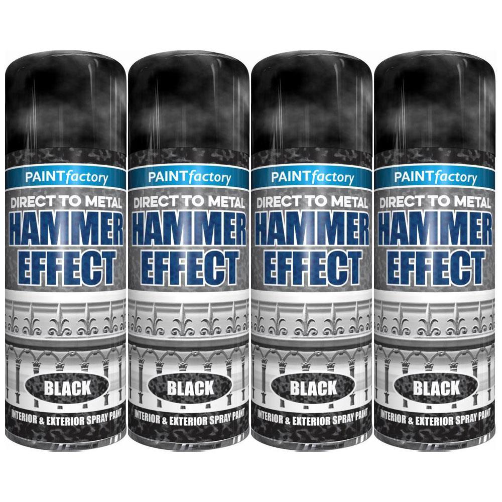 4X Paint Factory Hammered Black Spray Paint 400ml Spray Paint