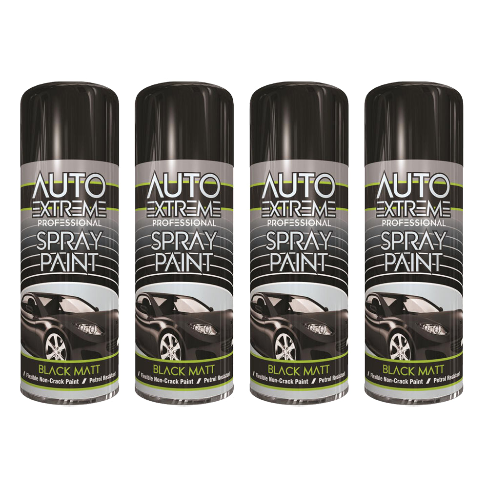 4X Auto Extreme Black Matt Spray Paint 400ml Spray Paint