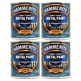 4X Hammerite Hammered Blue Paint 750ml Tin Paint