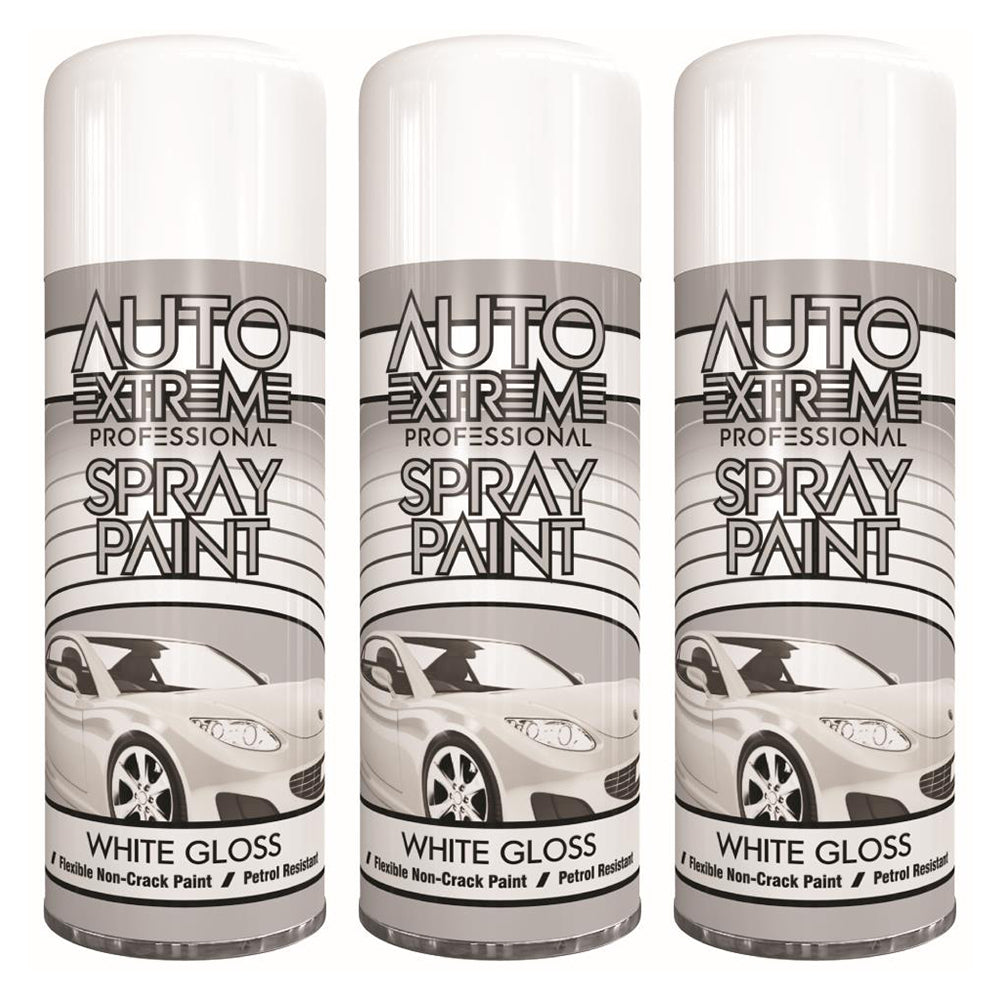 3X Auto Extreme White Gloss Spray Paint 400ml Spray Paint
