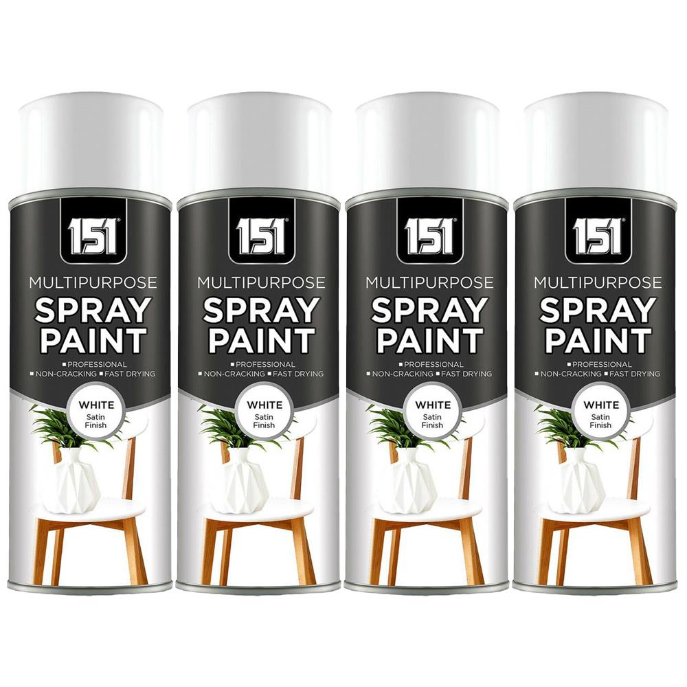 4X 151 White Satin Spray Paint 400ml Spray Paint