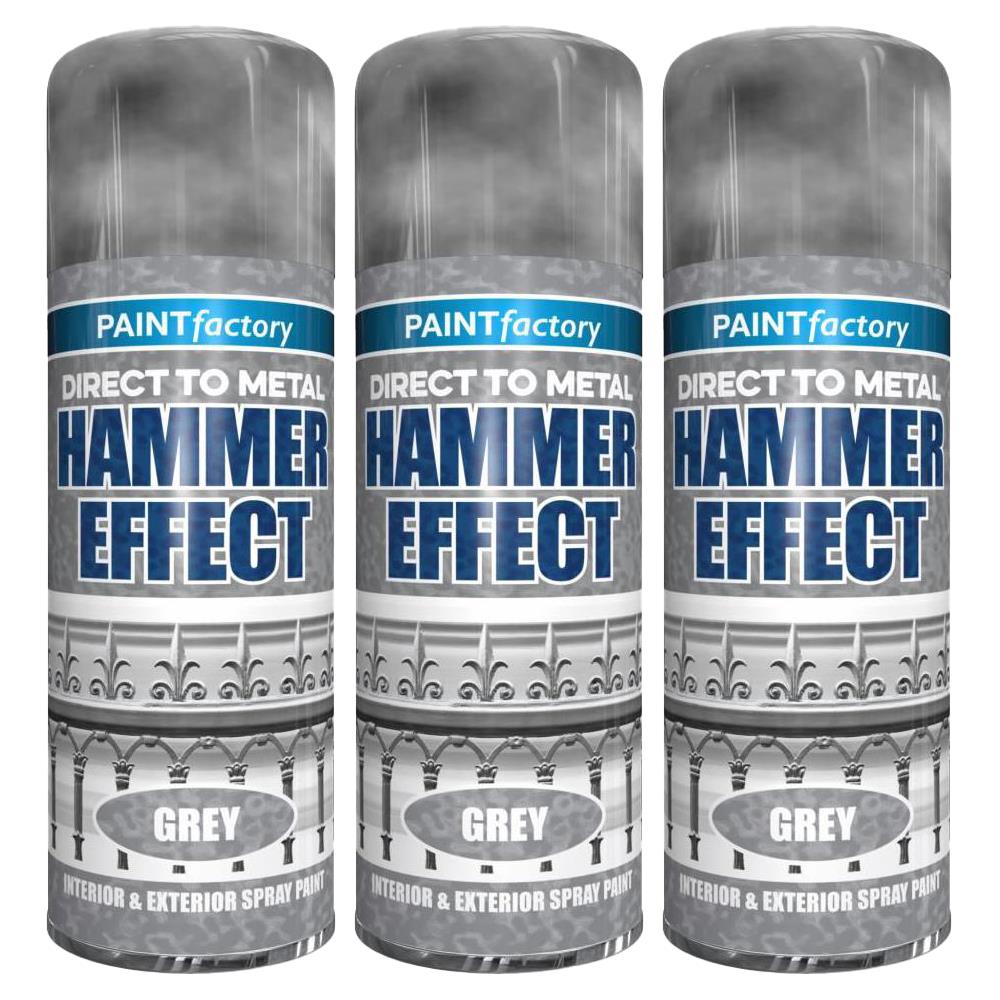3X Paint Factory Grey Hammered Spray Paint 400ml Spray Paint