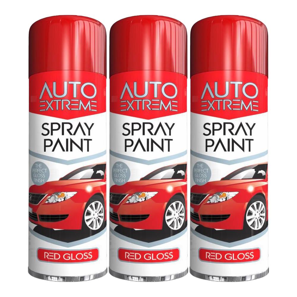 3X Auto Extreme Red Spray Paint 250ml Spray Paint