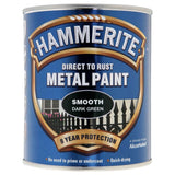 Hammerite Smooth Dark Green Paint 750ml With 1" Paint Brush
