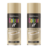 2X Paint Factory Ivory Silk Gloss Spray Paint 400ml