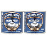 2X Hammerite Smooth White Paint 250ml Tin Paint
