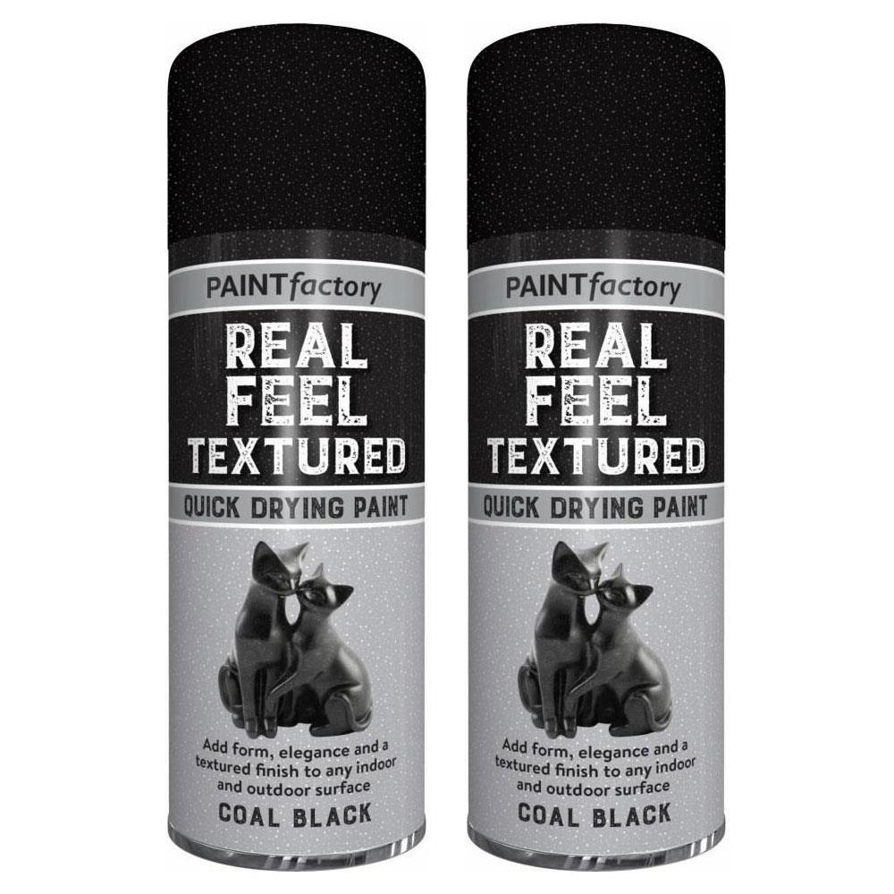 2X Paint Factory Textured Effect Black Spray Paint 400ml Spray Paint