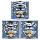 3X Hammerite Smooth Gold Paint 250ml Tin Paint