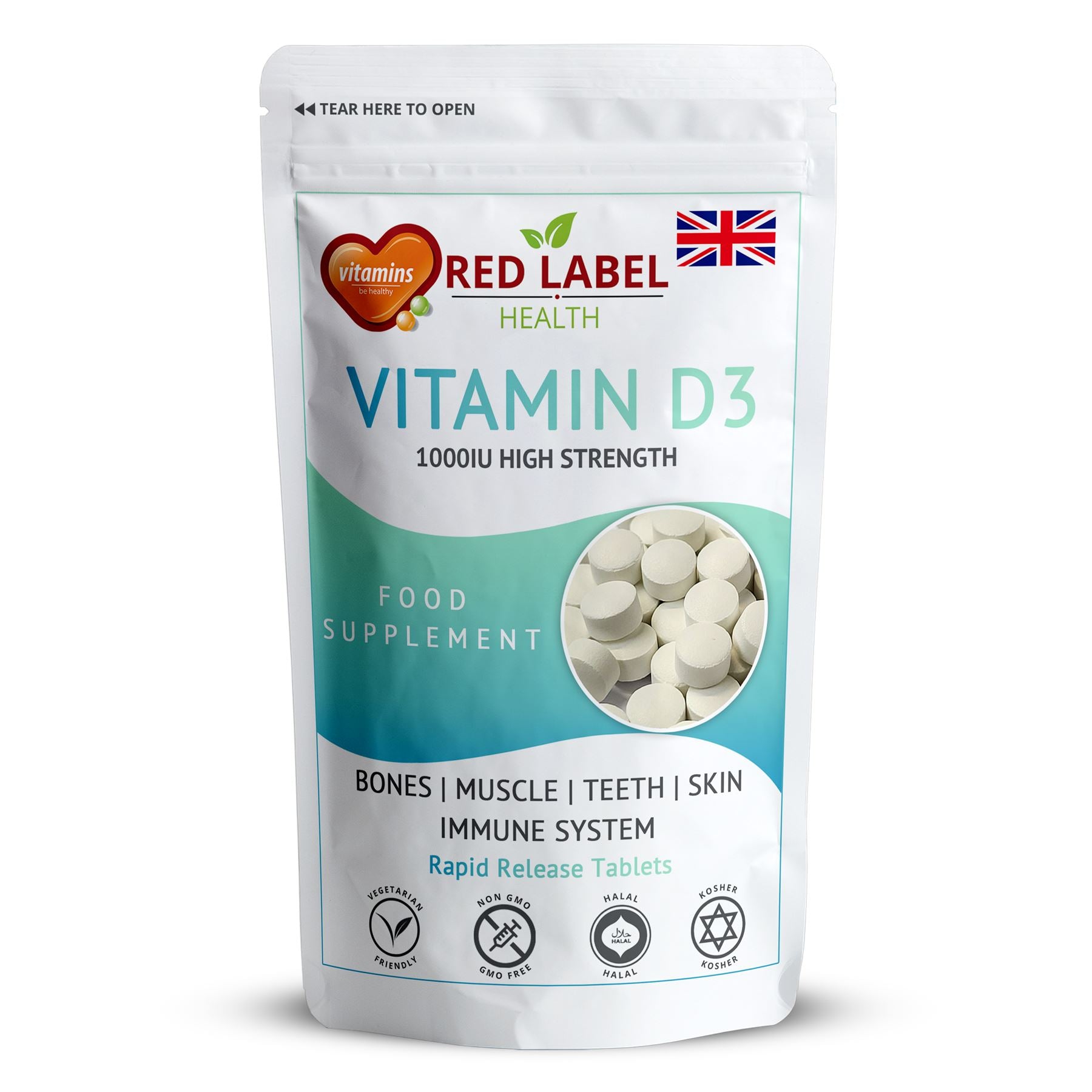 Vitamin D3 1000IU - 60 Tablets Vitamin D3
