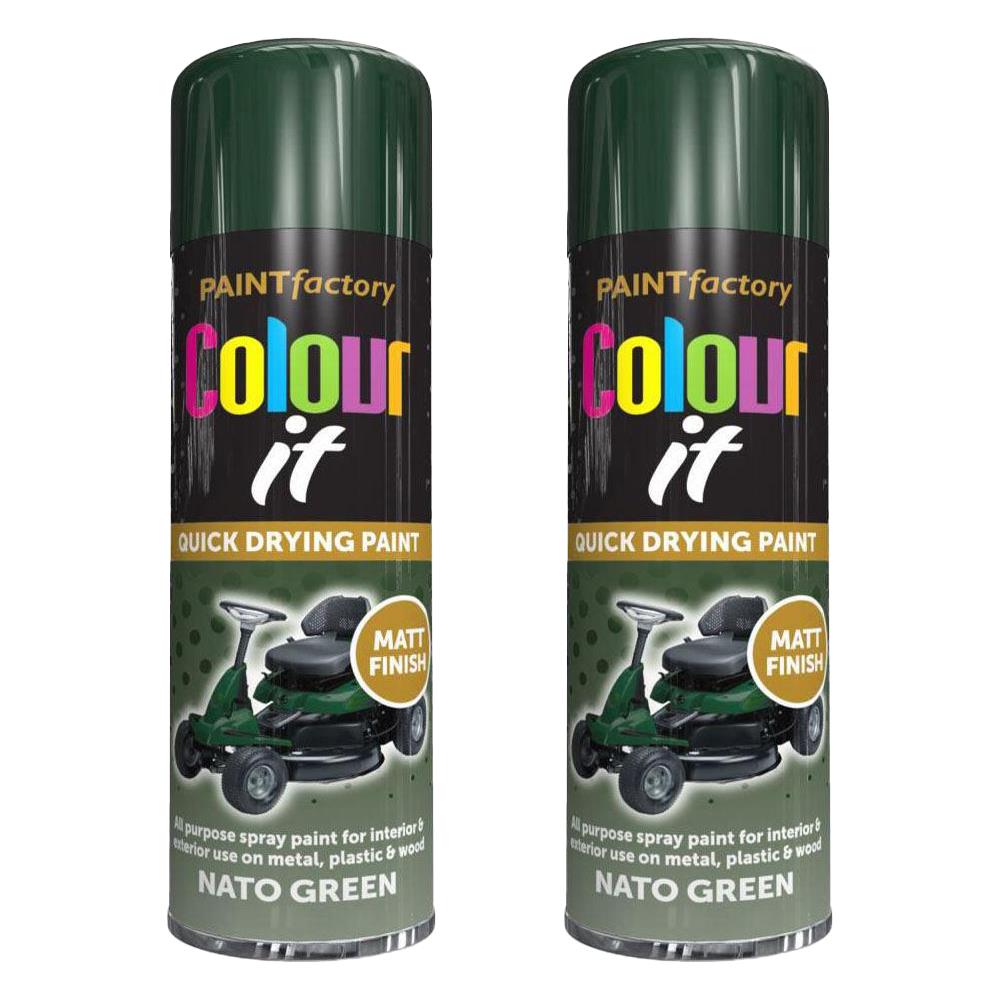 2X Paint Factory Nato Green Matt Spray Paint 250ml Spray Paint