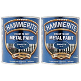 2X Hammerite Smooth Blue Paint 750ml Tin Paint