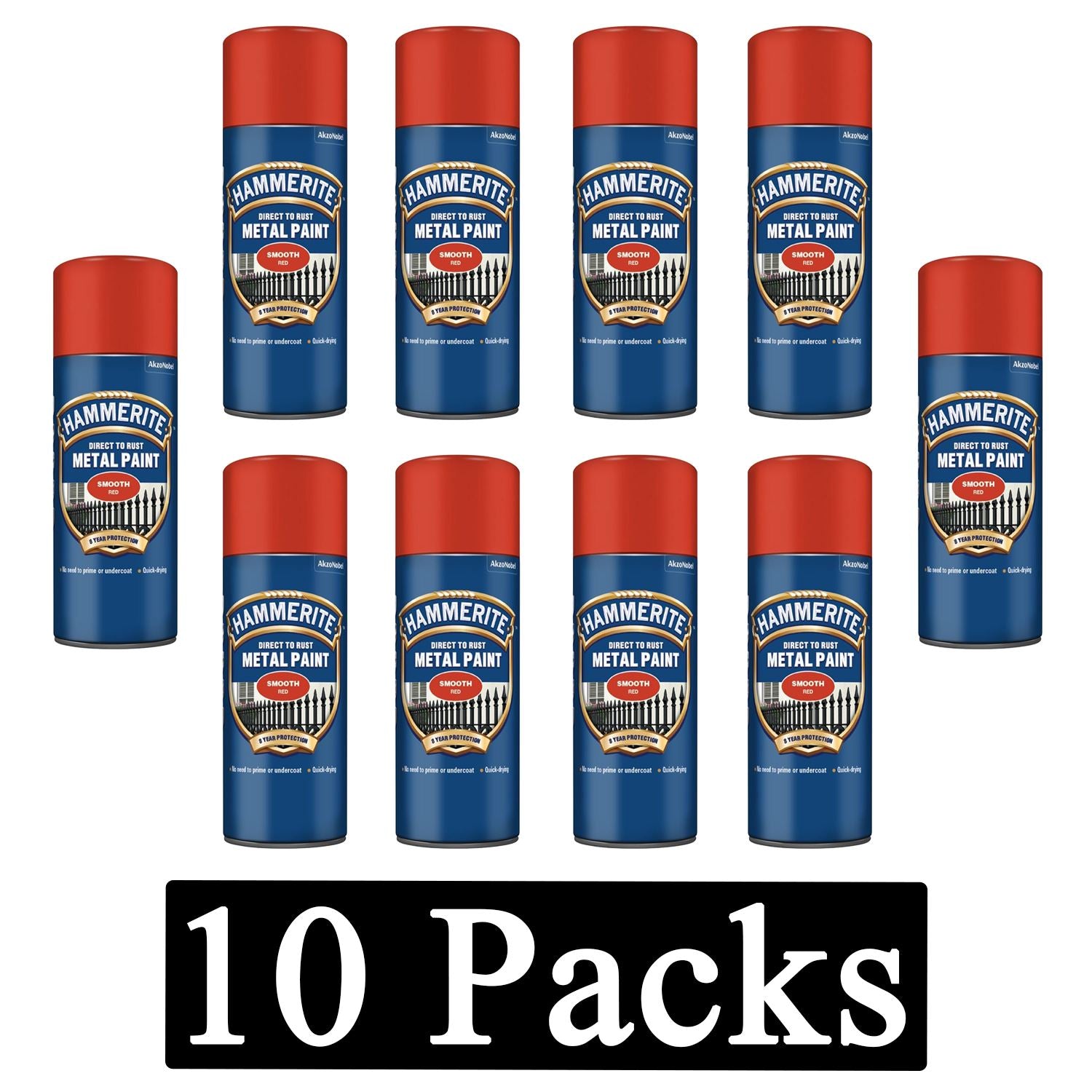 10X Hammerite Smooth Red Spray Paint 400ml Spray Paint