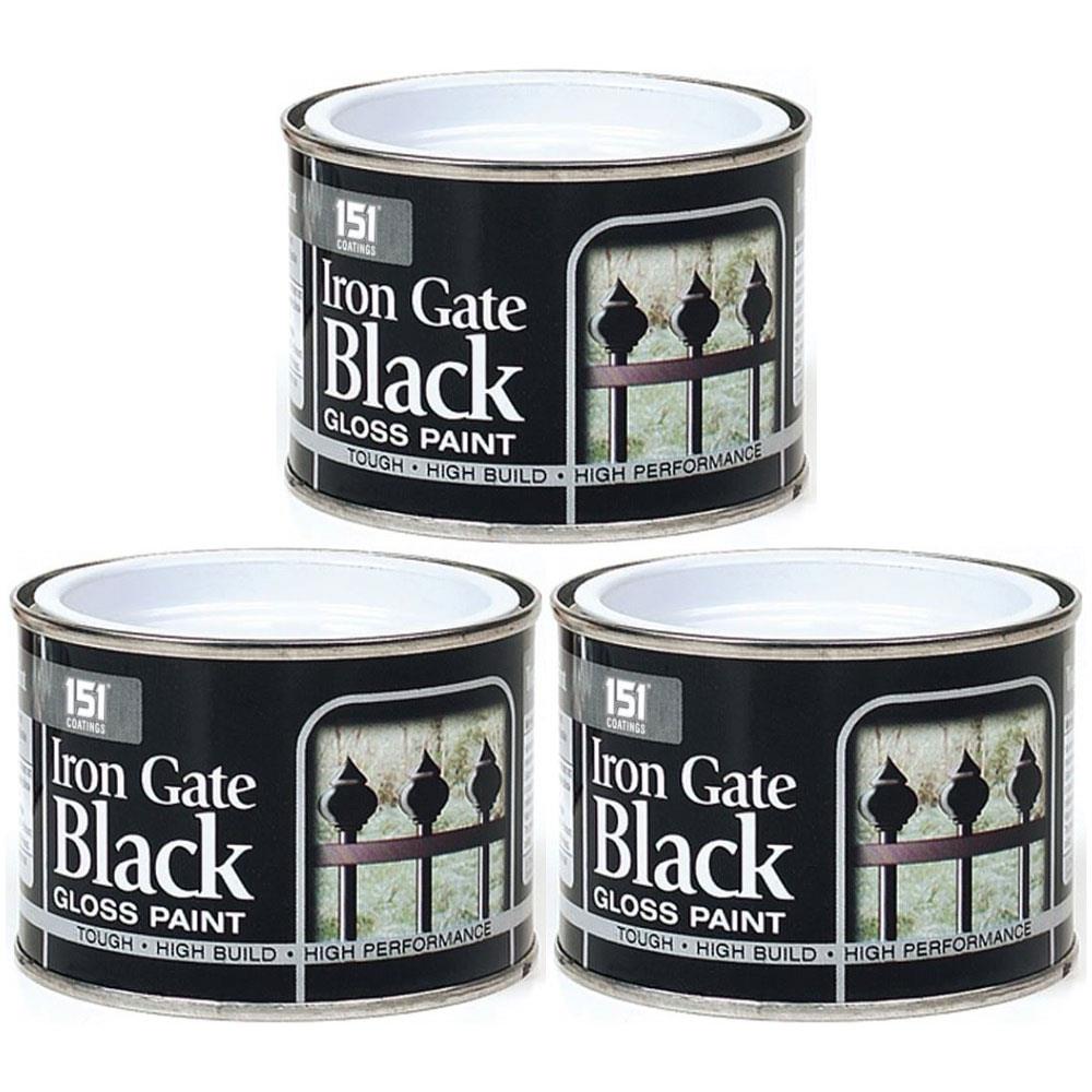 3X Iron Gate Black Gloss Paint Tin 180ml Tin Paint