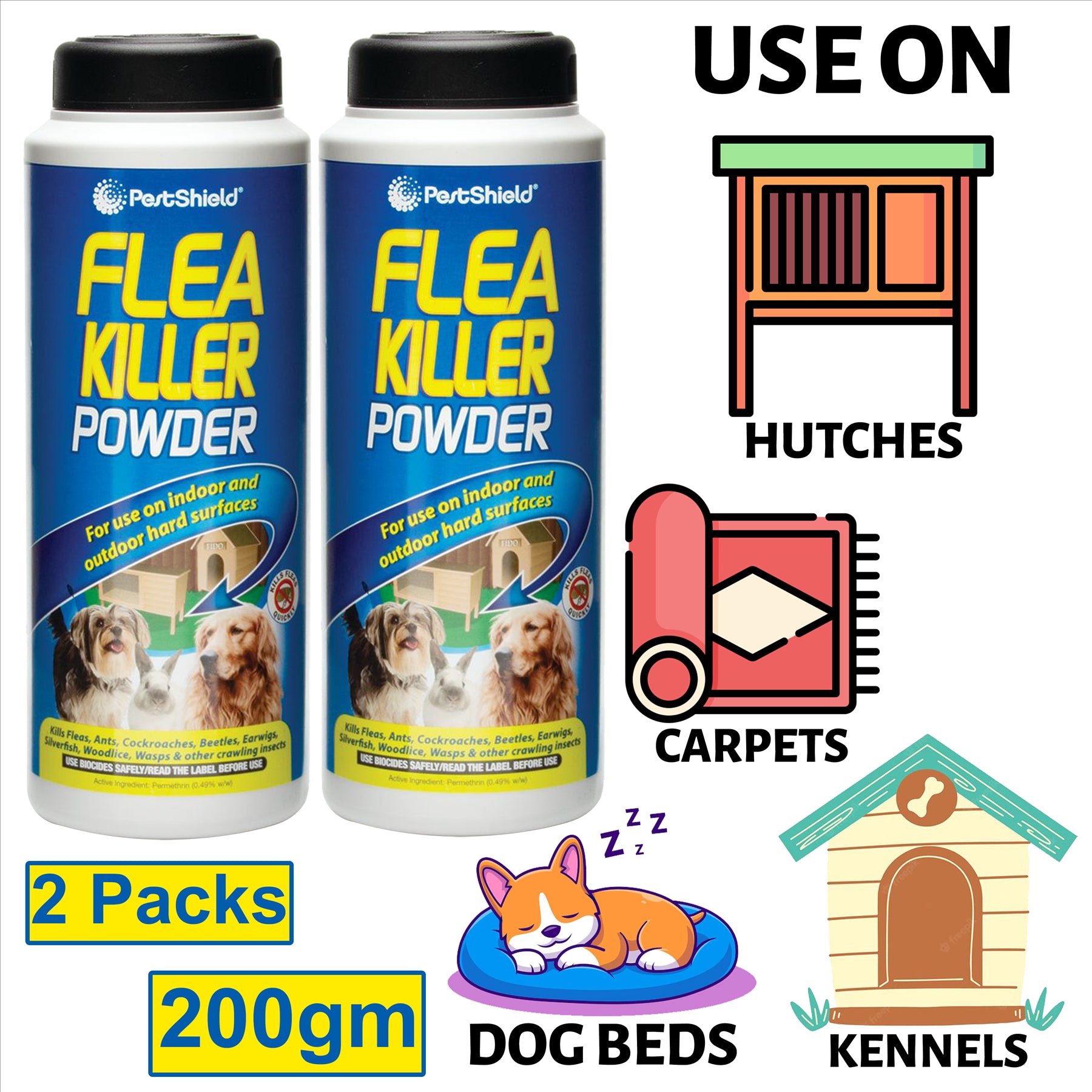 2X Flea Killer Powder 200G Pet supplies