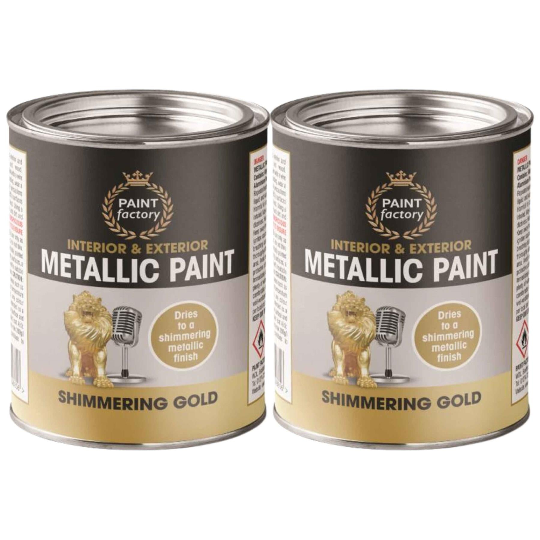 2X Paint Factory Metallic Gold Paint Tin 300ml Tin Paint