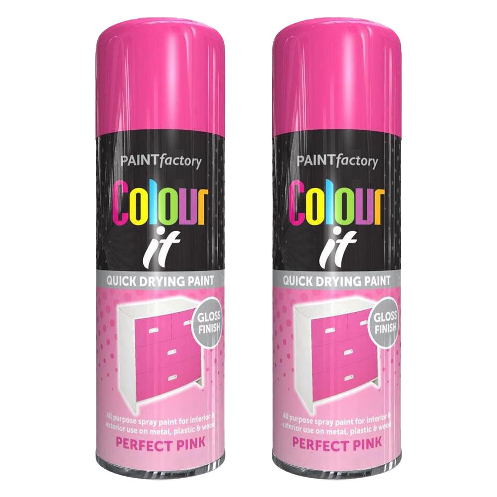 2X Paint Factory Perfect Pink Gloss Spray Paint 400ml Spray Paint
