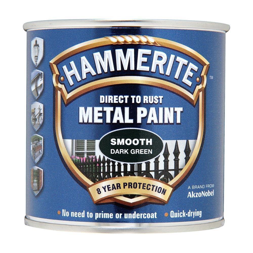 Hammerite Smooth Dark Green Paint 250ml Tin Paint