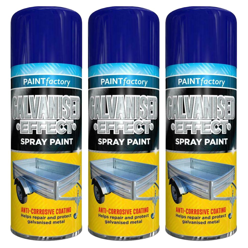 3X Paint Factory Galvanised Effect Spray Paint 400ml Spray Paint