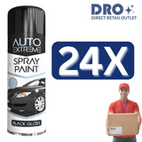 24X - Auto Extreme Black Gloss Spray Paint 250ml