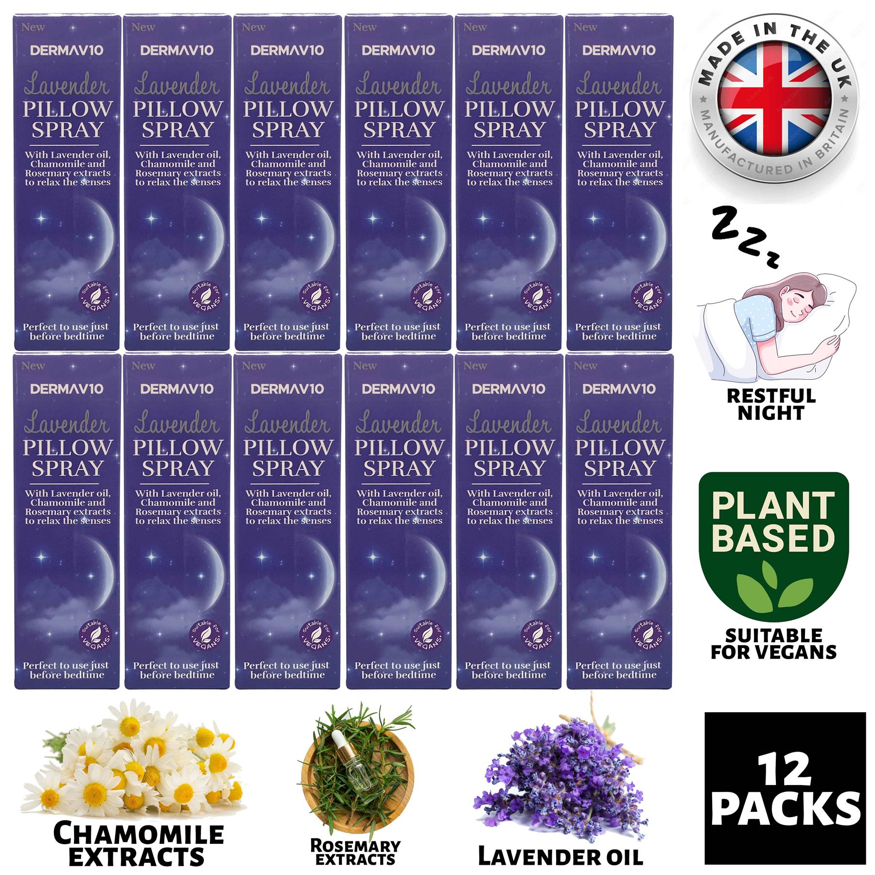 12X Derma V10 Pillow Spray 30ml - Lavender Pillow Spray