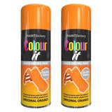 2X Paint Factory Original Orange Gloss Spray Paint 400ml Spray Paint