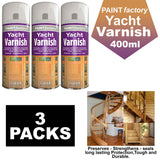 3X Paint Factory Clear Yacht Varnish Spray 400ml Spray Paint