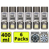 6X Car Pride Alloy Wheel Silver Gloss Spray 400ml Spray Paint