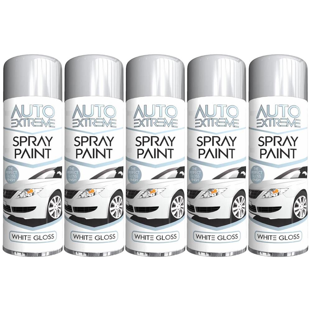 5X Auto Extreme White Gloss Spray Paint 250ml Spray Paint