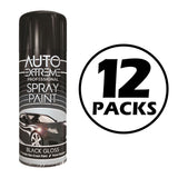 12X Auto Extreme Black Gloss Spray Paint 400ml Spray Paint
