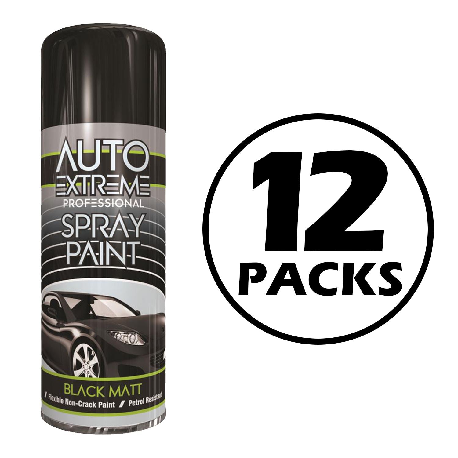 12X Auto Extreme Black Matt Spray Paint 400ml Spray Paint