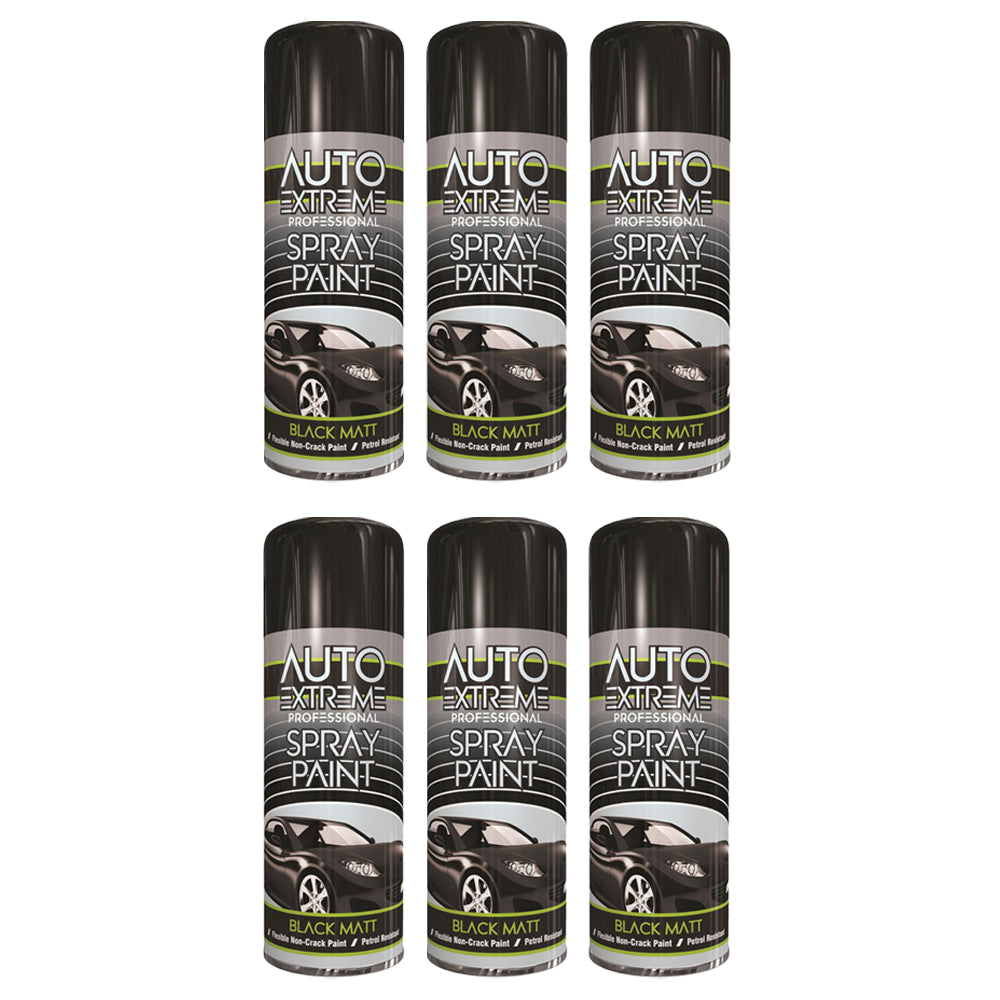 6X Auto Extreme Black Matt Spray Paint 400ml Spray Paint