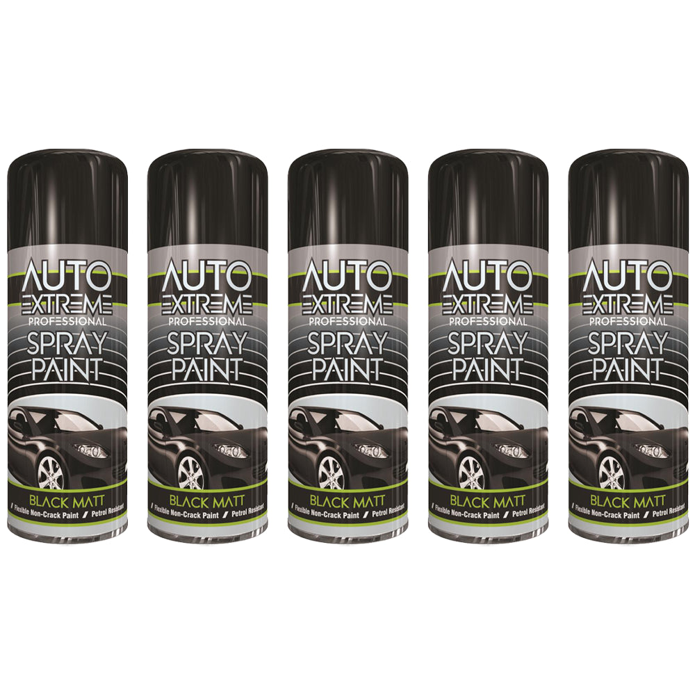 5X Auto Extreme Black Matt Spray Paint 400ml Spray Paint