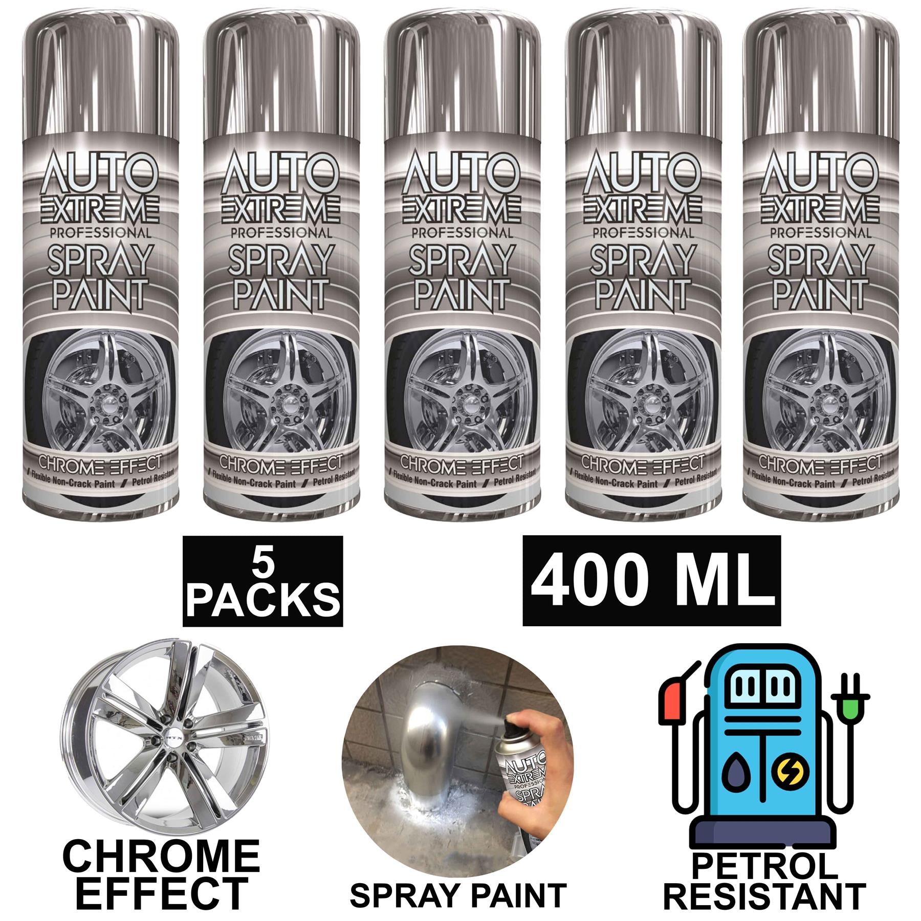 5X Auto Extreme Chrome Paint 400ml Spray Paint