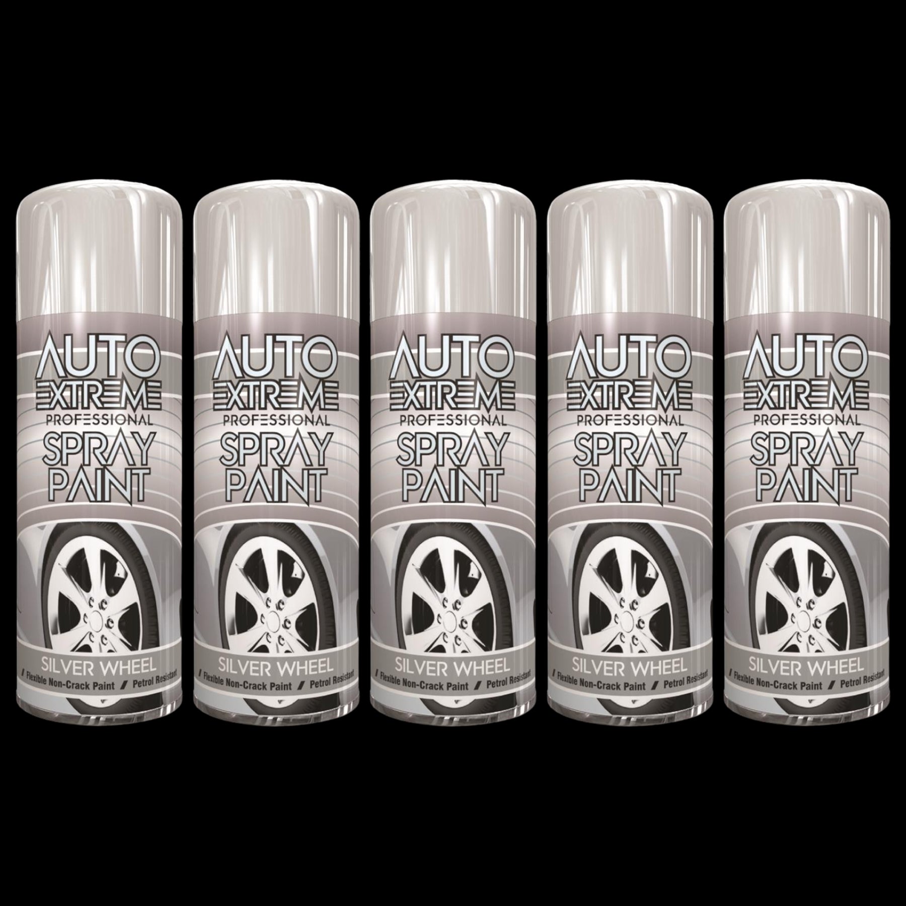 5X Auto Extreme Pro Spray Paint Silver Wheel 400ml Spray Paint