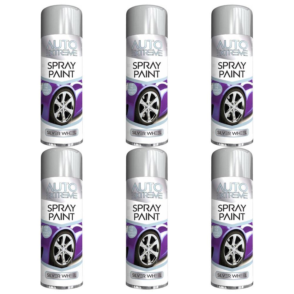 6X Auto Extreme Silver Wheel Spray Paint 250ml Spray Paint