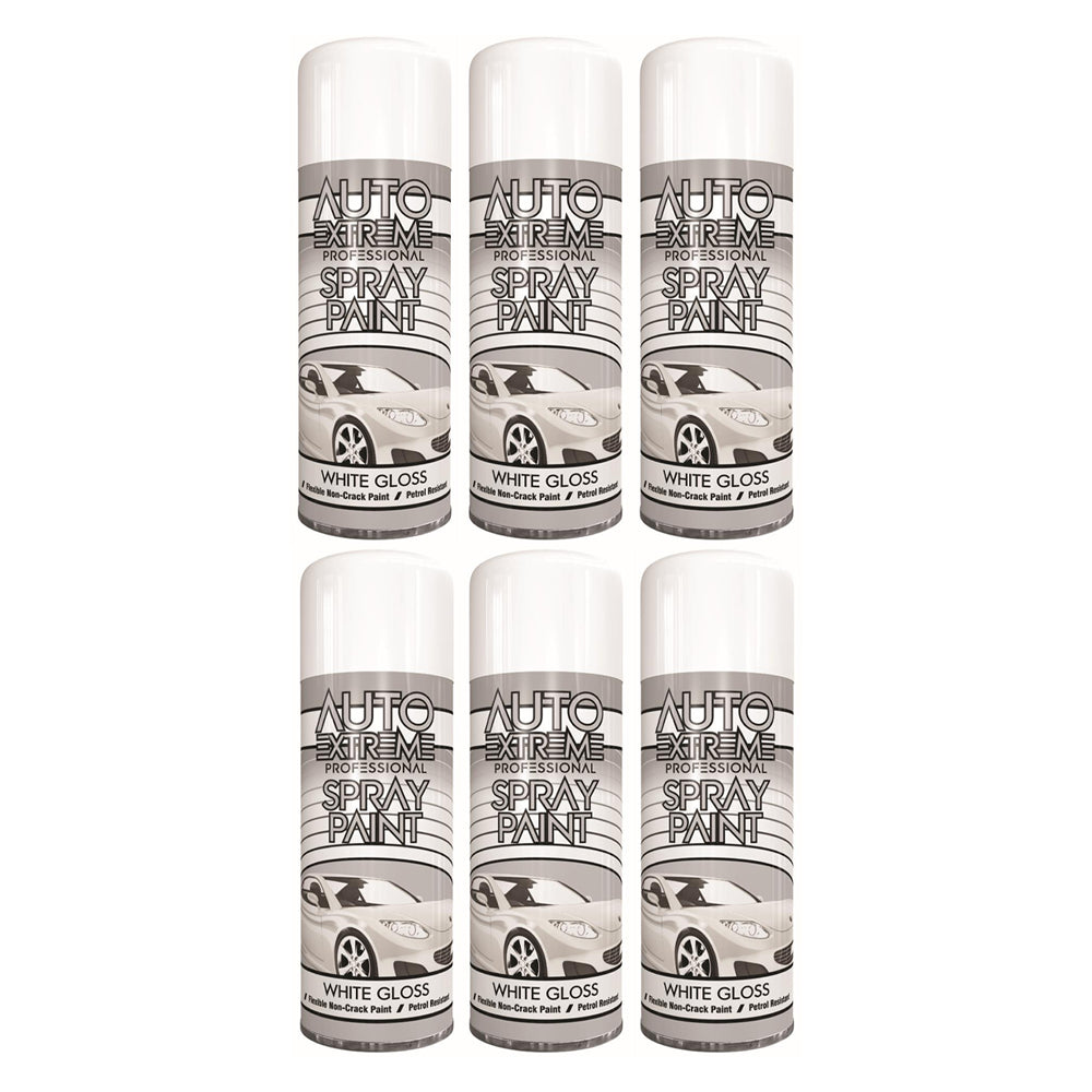 6X Auto Extreme White Gloss Spray Paint 400ml Spray Paint