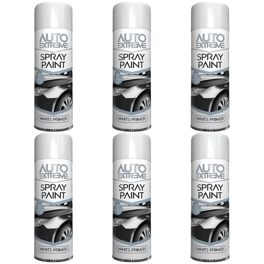 6X Auto Extreme White Primer Paint 250ml Spray Paint