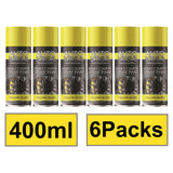Auto Extreme Yellow Brake Caliper Spray Paint in 400ml cans, sold in a pack of 6 for car enthusiasts