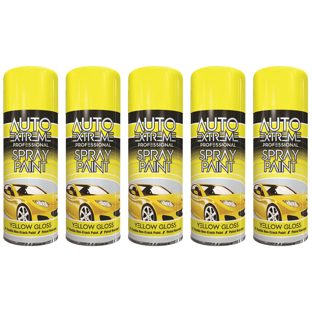 5X Auto Extreme Yellow Spray Paint 400ml Spray Paint