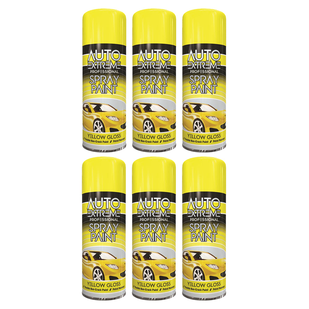 6X Auto Extreme Yellow Spray Paint 400ml Spray Paint
