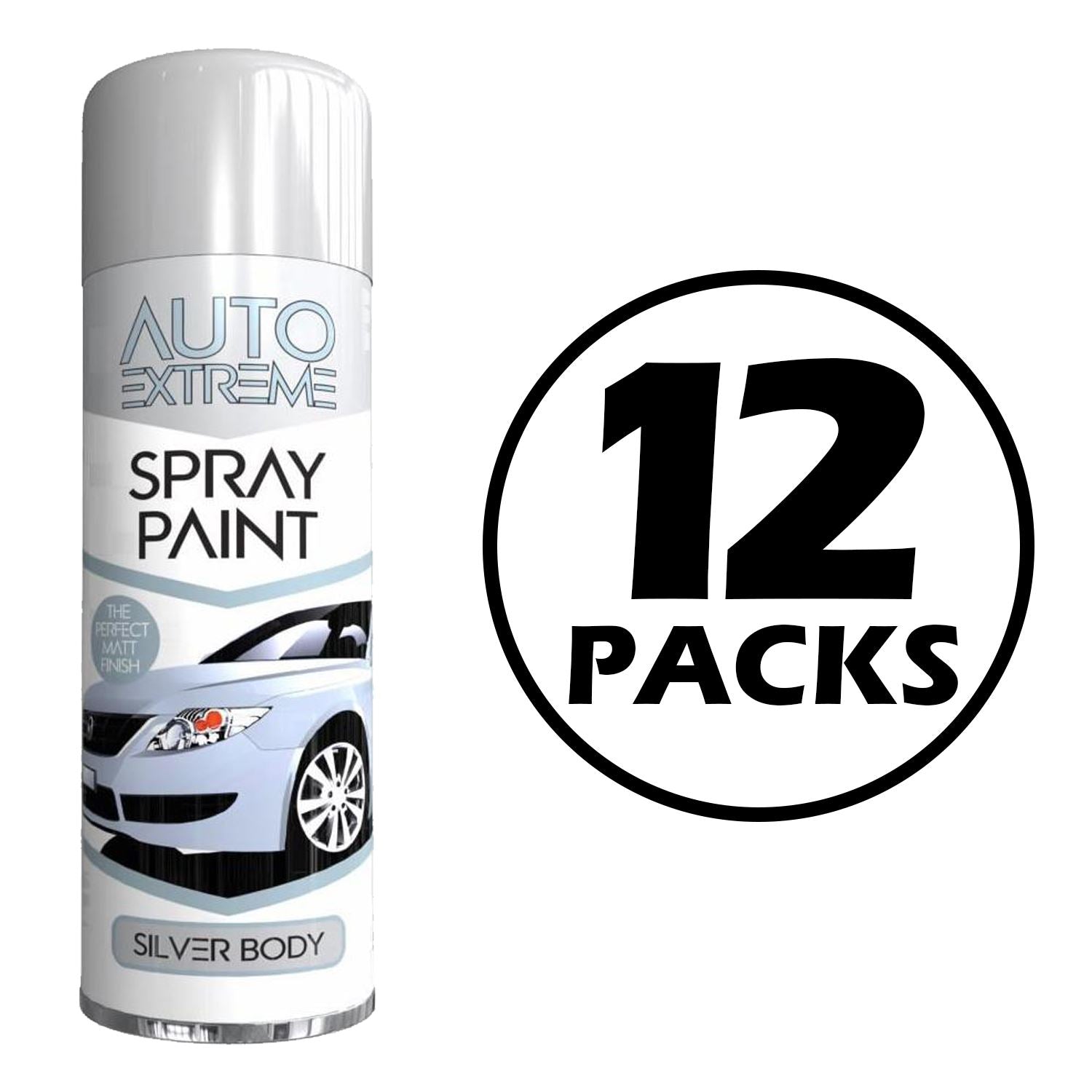 12X Auto Extreme Paint Silver Spray Paint 250ml Spray Paint