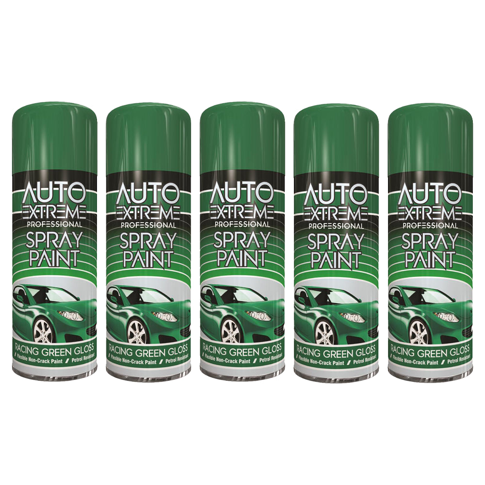 5X Auto Extreme Racing Green Spray Paint 400ml Spray Paint