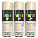 3X Paint Factory Cottage Cream Gloss Spray Paint 400ml Spray Paint