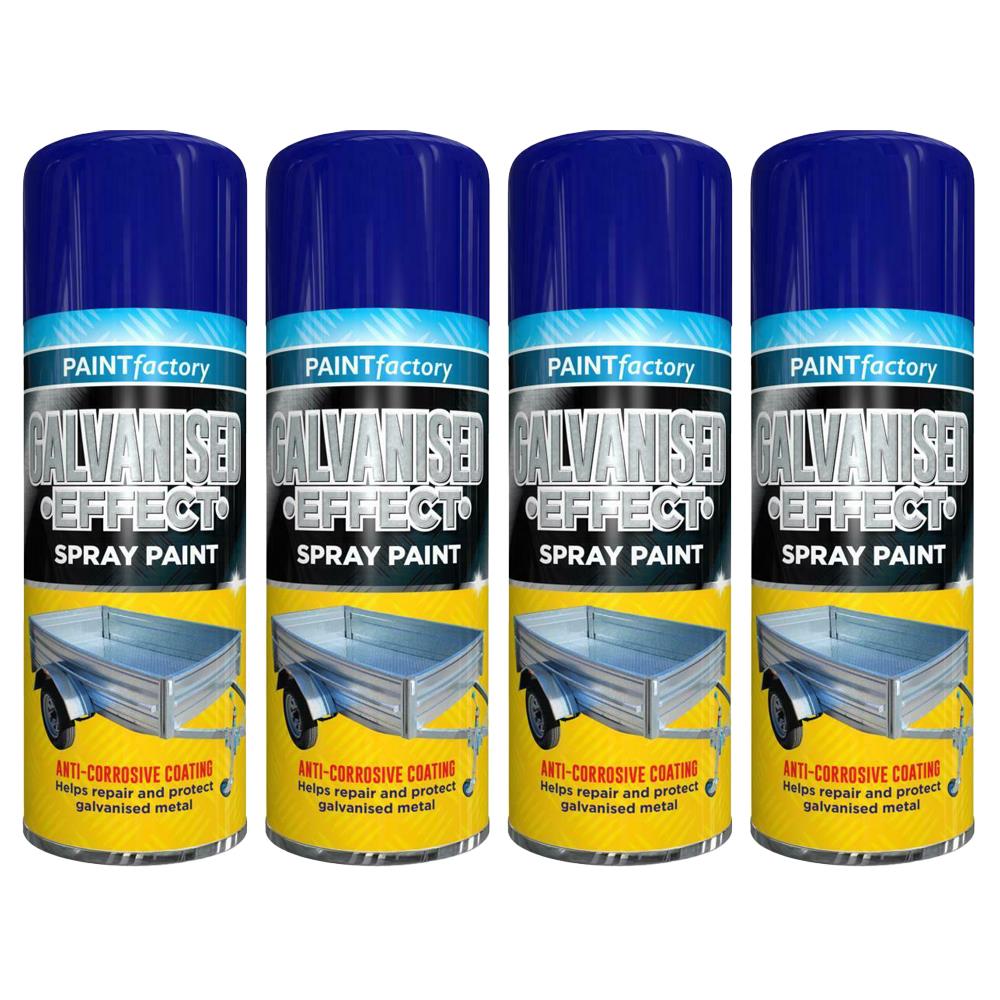 4X Paint Factory Galvanised Effect Spray Paint 400ml Spray Paint