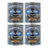 4X Hammerite Hammered Black Paint 750ml Tin Paint