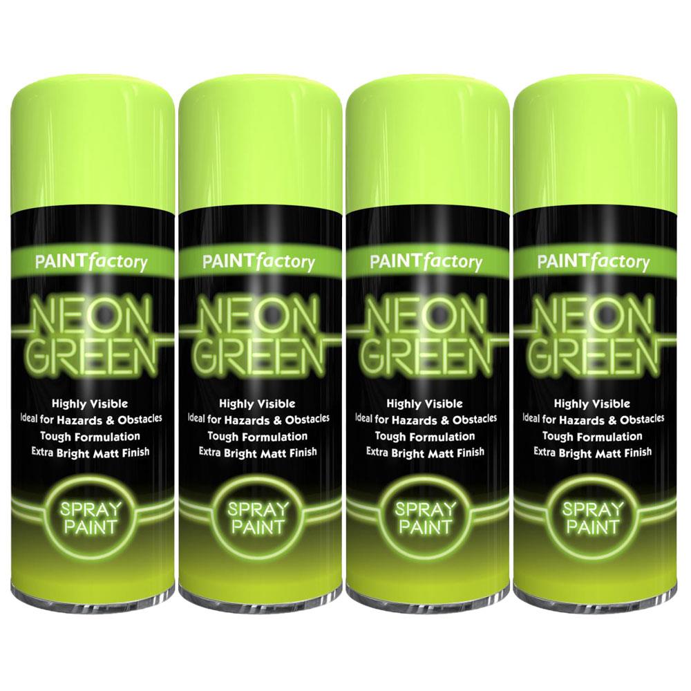 4X Paint Factory Fluorescent Neon Green Spray Paint 200ml Spray Paint