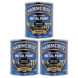 3X Hammerite Smooth Dark Green Paint 750ml Tin Paint