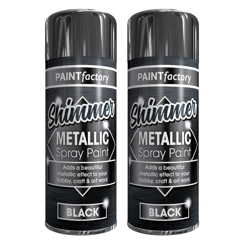 2X Paint Factory All Purpose Black Metallic Spray Paint 200ml Spray Paint