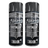 2X Paint Factory All Purpose Black Metallic Spray Paint 200ml Spray Paint